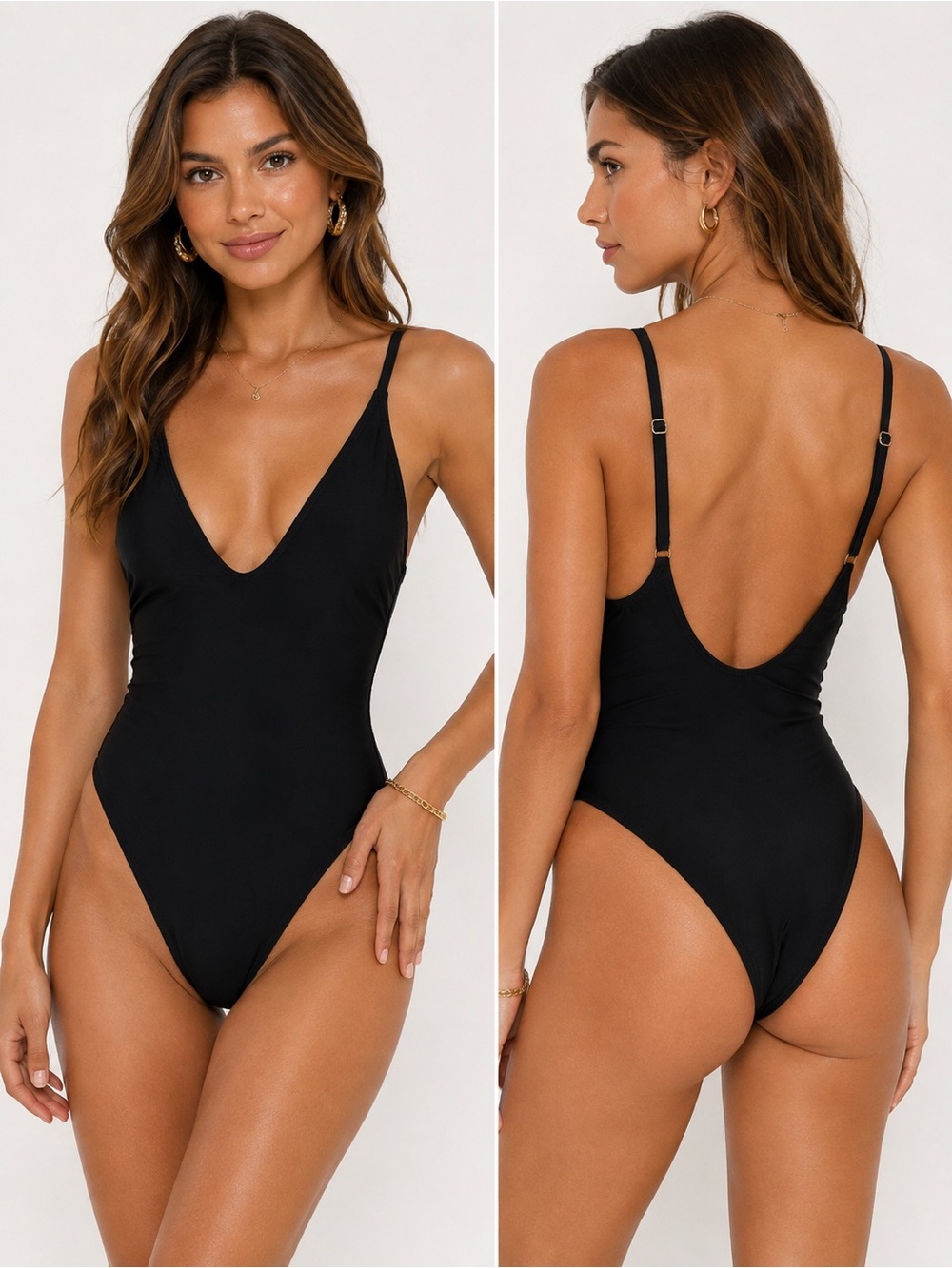Classic Black High-Leg One-Piece Swimsuit | Size Small | EUC | Adjustable Straps